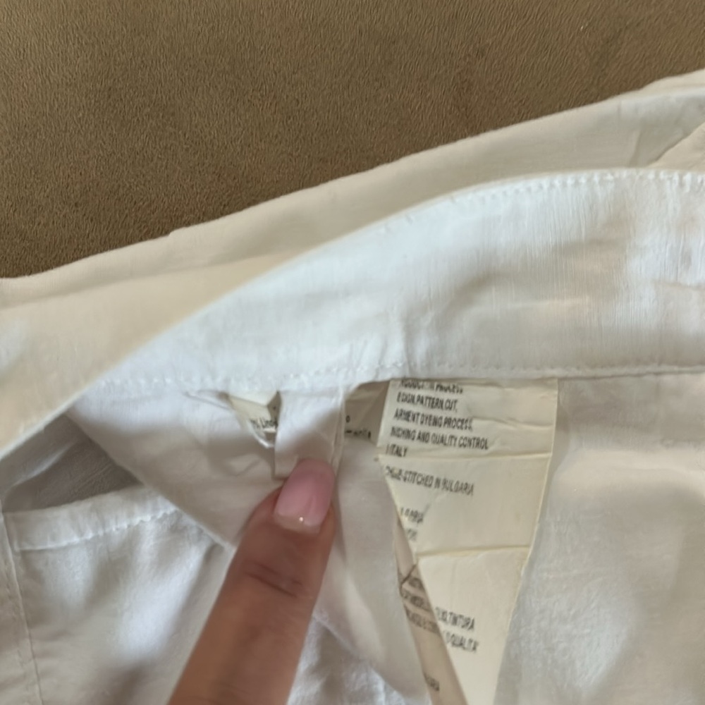 Unlined white linen tapered women’s pants Italy - Picture 7 of 13